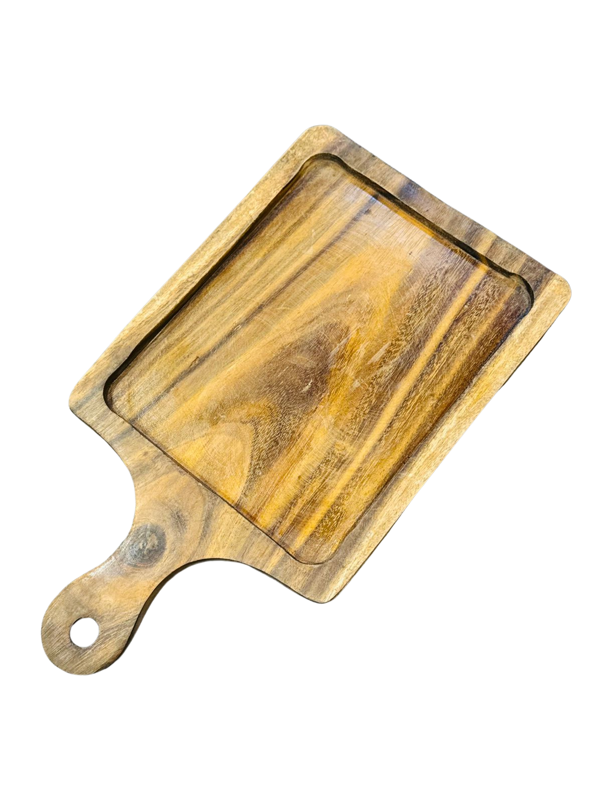 Large Wooden Serving Pan – Perfect for Family-Style Steaks, Burgers, and Fries