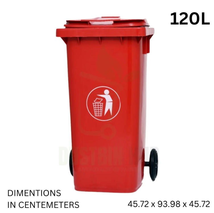 120 Litre Plastic Garbage Bin – With Wheels & Pedal or With Stand