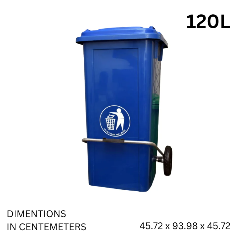 120 Litre Plastic Garbage Bin – With Wheels & Pedal or With Stand