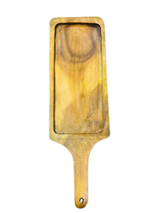 Compact Wooden Serving Pan – Perfect for Steaks, Burgers, and Fries